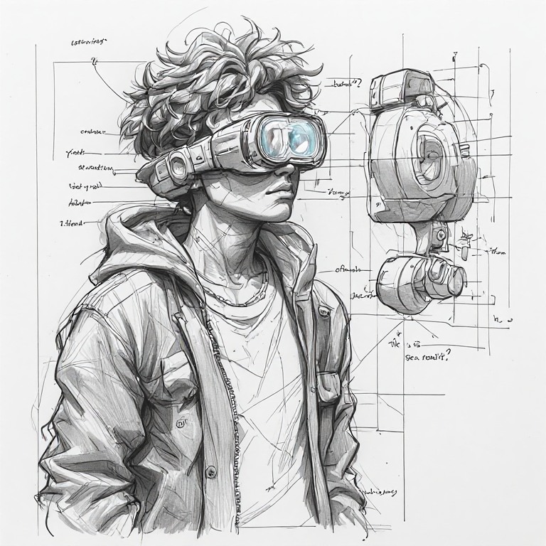 Show a Junior Citizen, early twenties using his X-Ray vision to see reality?