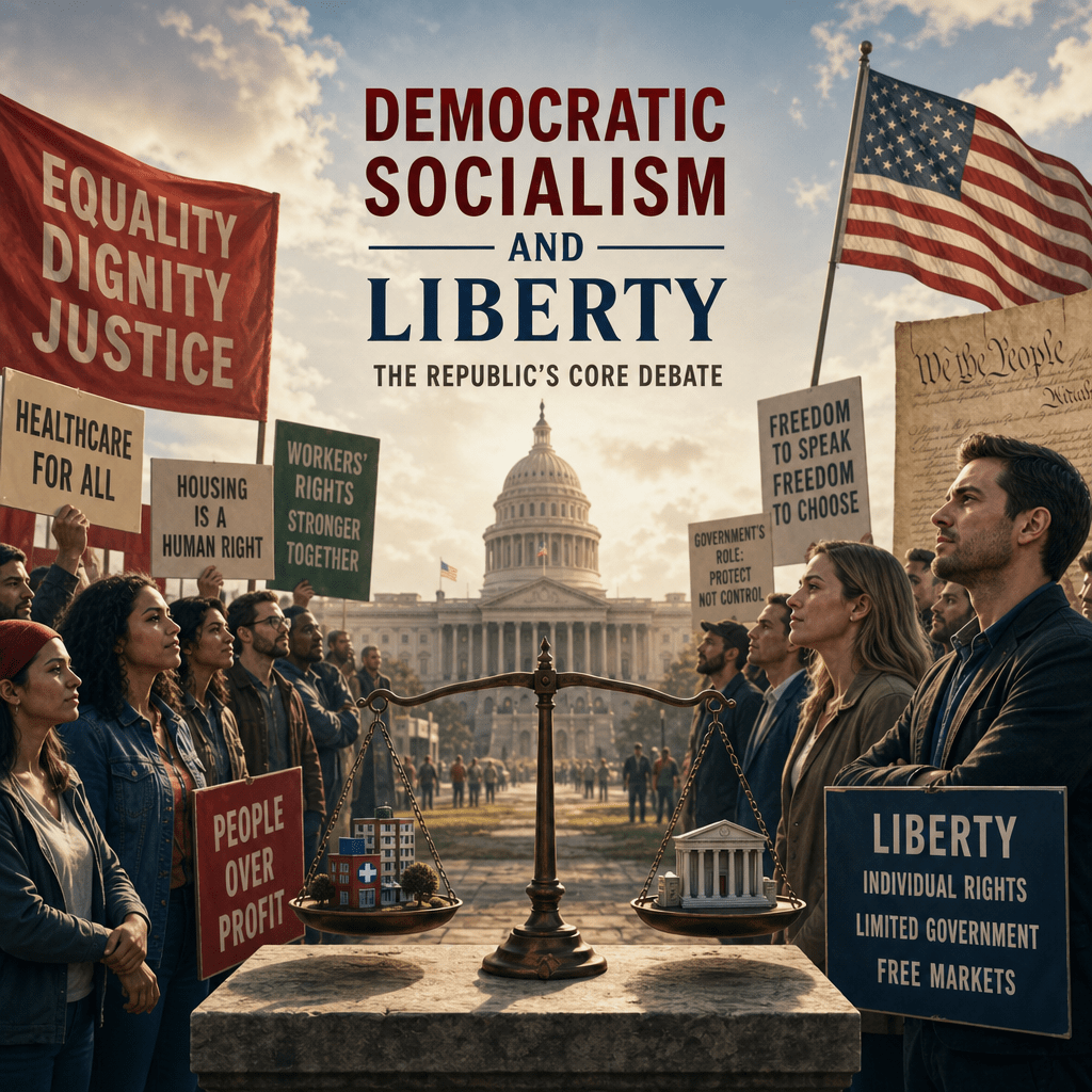 Democratic Socialism: 5 Negative Insights to Explore 2 Protesters near the U.S. Capitol hold signs for equality, justice, and individual rights.