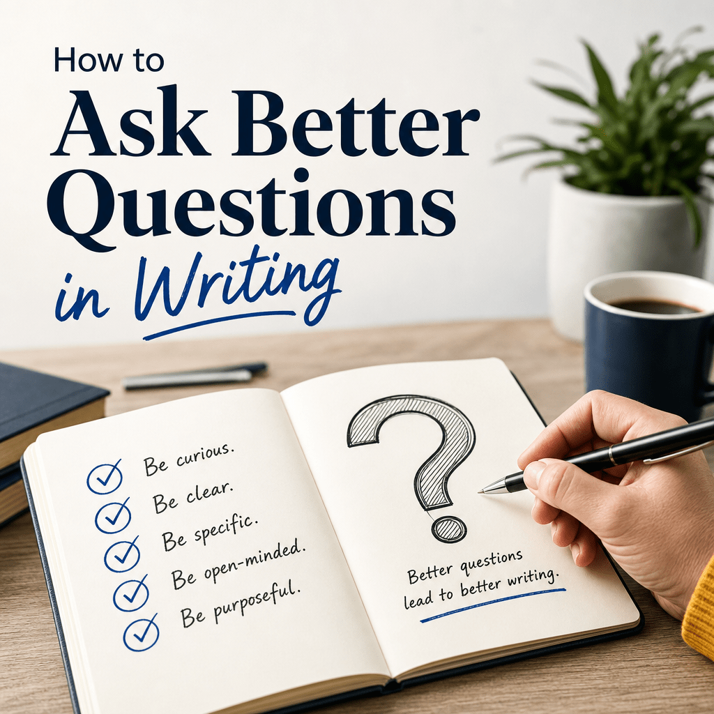 Illustration of tips for asking better questions to improve writing skills