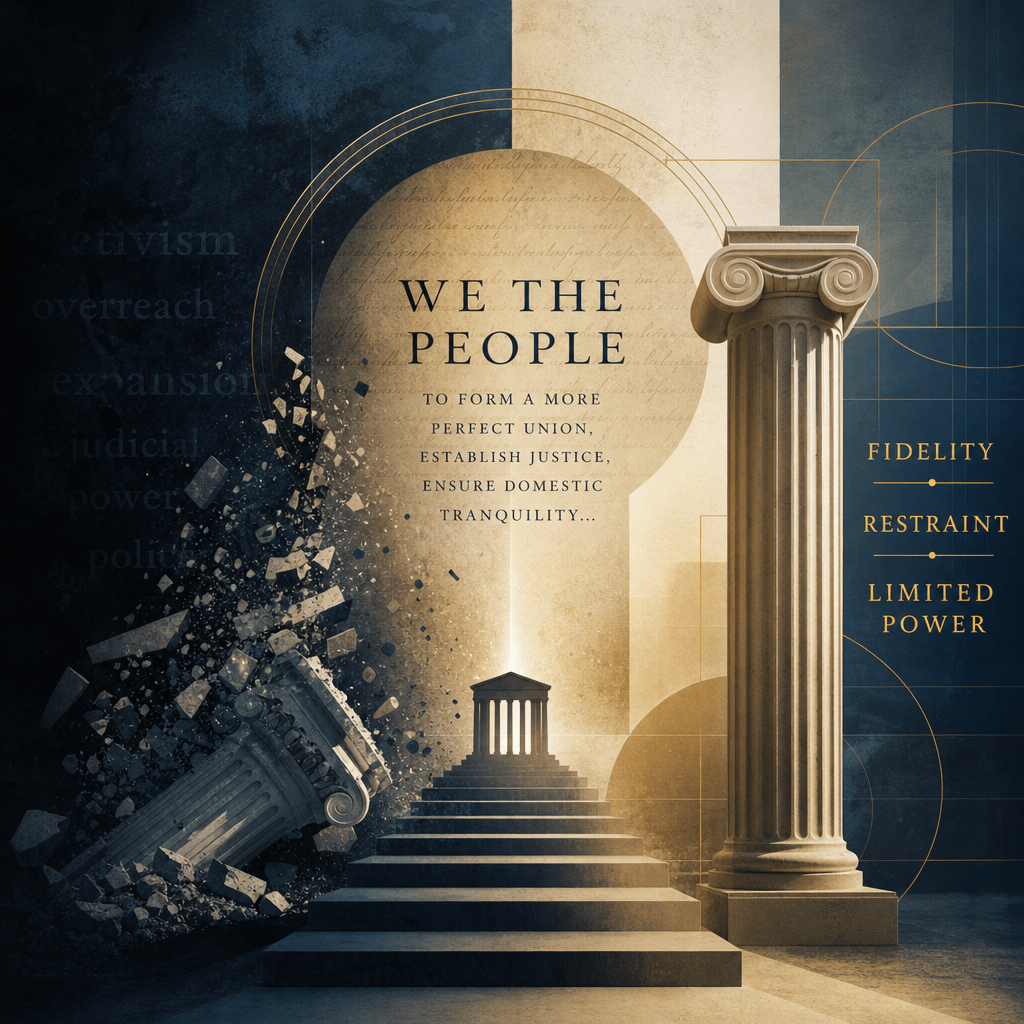 Restoring Original Meaning: Rebuilding Constitutional Fidelity and Restraint 3 Three stone pillars symbolize constitutional fidelity, restraint, and limited government.