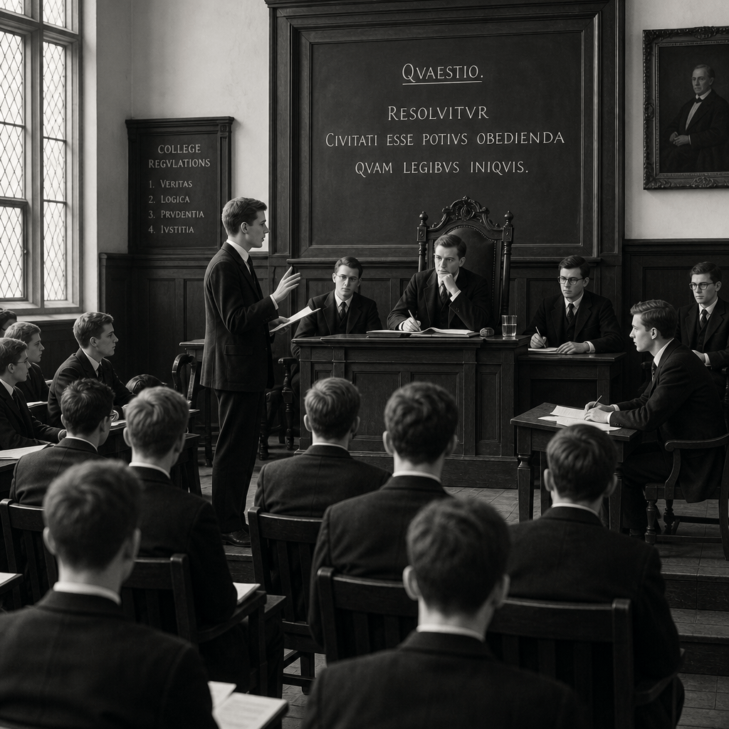 Additional Prior 1964 College was where Disputation illustration for College Disputation and Debate Before 1964