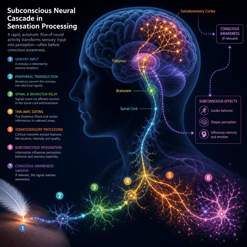 Additional sub conscious illustration for Subconscious Neural Cascade in Sensation Processing