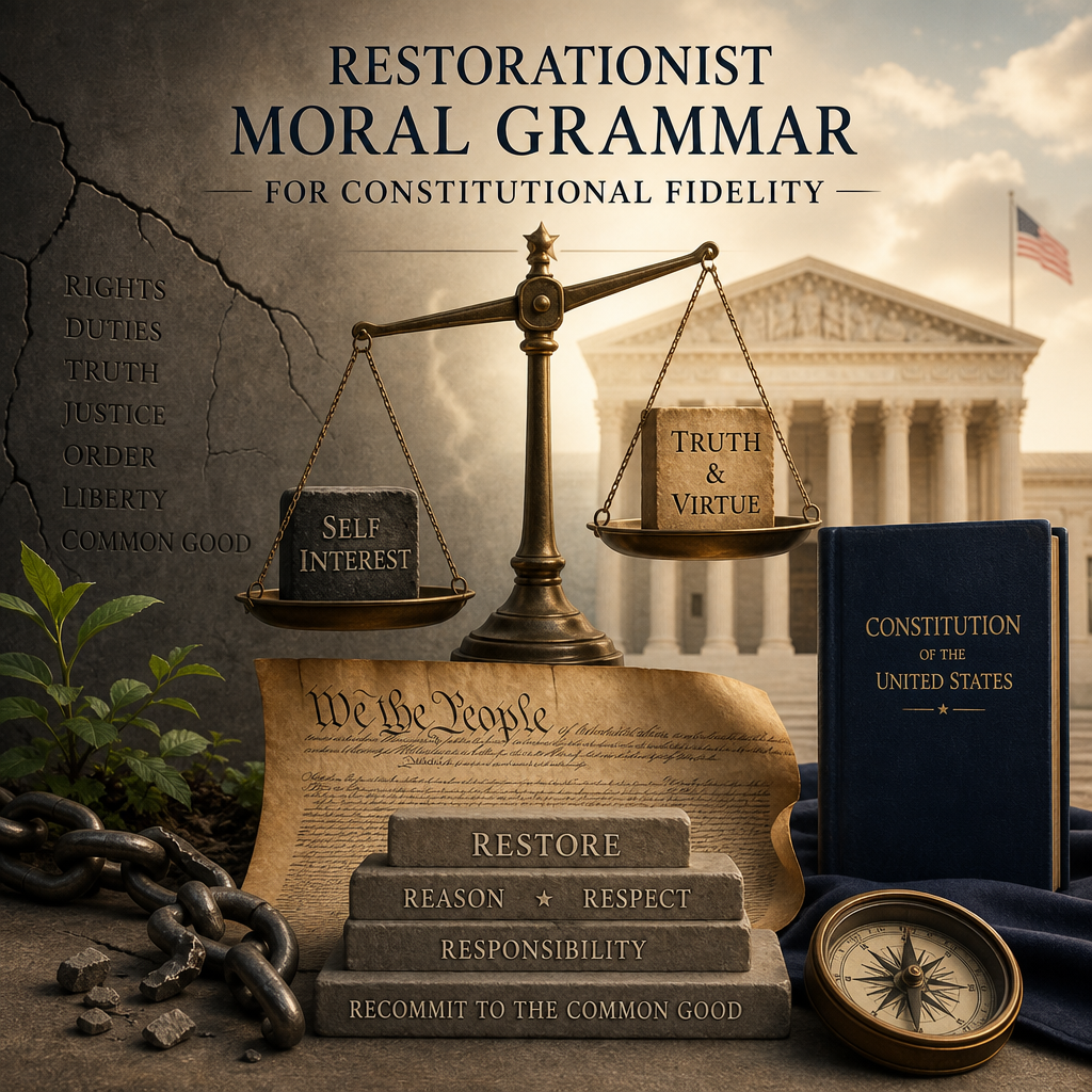 Restorationist: 7 Powerful Principles for a Renewed Moral Grammar 4 restorationist moral grammar for constitutional fidelity ima 1789244891