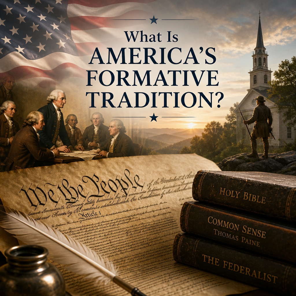 Patriotic theme with post title blazened across the image.
